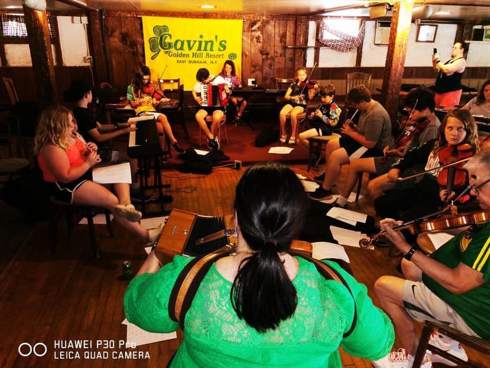 A traditional Irish music session during Catskills Irish Arts Week 2022 at Gavin's