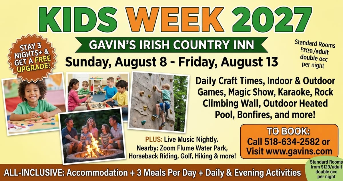 Kids Week 2027 at Gavin's flyer, August 8–13, 2027 — all-inclusive family week