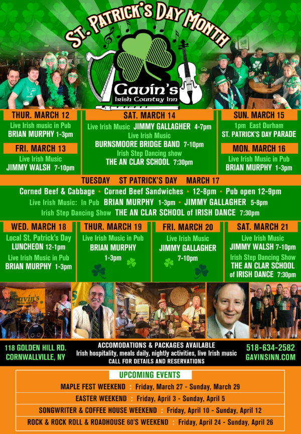 Saint Patrick's Day Weekend at Gavin's Irish Inn